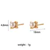 Pendientes de Moda Ins Europeos y Americanos Simples Versátiles Joyería Acero Inoxidable Perla Circonita Pendientes Redondos Mini Retro para Mujer