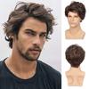 Peruca masculina peruca preta parcial curto curto cabelo cacheado multi-nível fofo natural simulação de cabelo fábrica atacado