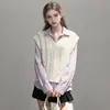Chaleco de punto con cuello en V para mujer, nuevo estilo de otoño, top sin mangas para superponer, camiseta interior para superponer 25744