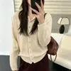 Cardigã de Tricô com Capuz Suéter Feminino Outono 2026 Novo Estilo High-End Emagrecedor Casual Cor Sólida Casaco Suéter Top
