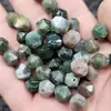 Ágata de hierba acuática superficie de corte cuentas jade cuentas sueltas calcedonia multi-facetada multi-facetada pulsera DIY collar accesorios cuentas