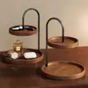Estante para llaves de coche en la entrada, estante de mesa de doble capa de madera maciza para la entrada, caja de almacenamiento para relojes, collares y pulseras