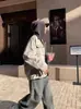 Estilo Americano High Street Gola Contrastante Antiga Costura PU Lavagem Água Cinza Claro Usar Jaqueta Jeans Outono Retro Casual Exterior