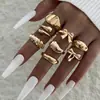 Anillo Exagerado de Aleación Brillante Estilo Europeo y Americano Transfronterizo para Mujer, Set de Anillos Retro con Textura Irregular a la Moda
