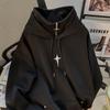 Moletom com Capuz Metálico Diablo Design Sense Outono Inverno 2024 Jaqueta Casaco com Zíper Gola Alta para Homens