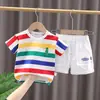 Traje de Verano para Niños Niño Patrón Lindo Dinosaurio Manga Corta Conjunto de Dos Piezas Ropa de Niños Cuello Redondo Ropa de Bebé para el Verano