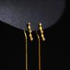Cao Shi Aretes Elegantes Nuevos Europeos y Americanos Línea de Oreja de Borla Francesa de Alta Gama Aretes Largos de Diamante para Adelgazar el Rostro de Mujer