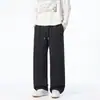 Nueva colección de otoño para hombre: Pantalones casuales de estilo americano, de alta calle, holgados, de pierna ancha, con cordón, versátiles, de color liso, de pierna recta