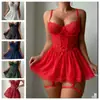 Estilo Europeu Nova Camisola Sexy Renda Patchwork Pijama Casual Roupa de Casa Feminina 5129
