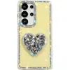 Funda para Teléfono Móvil con Soporte de Corazón de Piedra Preciosa Flash Diamond IMD Adecuada para Samsung S25Plus Niche A56 Estilo Girly A17/A07