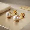 Pendientes de Acero Inoxidable con Tachuelas de Diamantes Estilo Mini Retro Transfronterizos de Aguja Fina con Perlas Pequeñas Envío Directo