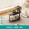 Mesa auxiliar de sofá de madera maciza con ruedas, mesa de centro con carrito móvil, mueble auxiliar de mármol con placa de roca para sala de estar, mueble para té