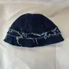 Chapéu de pescador de jeans velho com borda desfiada para todas as combinações, chapéu de balde pequeno com proteção facial estilo coreano ins, chapéu de bacia, tendência