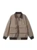 Jaqueta Rumeng Spring Nova Estilo Americano com Bolsos Grandes para Homens e Mulheres, Caimento Solto, Gola Lapela Color Block, Casaco Cleanfit de Casal, Tendência