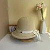 Sombrero de Sol de Moda de Verano para Mujer con Ala Enrollada, Abertura Trasera, Lazo, Cinta y Protección Solar, Estilo Coreano