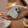 Taza de té con asa de cerámica creativa hecha a mano pura Mi Yan, taza de degustación de té no caliente, taza de té de Kung Fu de color sólido para el hogar, taza maestra
