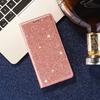 Funda abatible magnética de color sólido con purpurina y tarjetero para iPhone 18 17 16 15 Pro Max