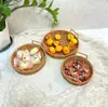 Cesta de almacenamiento tipo ratán, cesta portátil para pan, cesta para frutas, bocadillos, dulces, pan, pan al vapor, plato redondo de almacenamiento