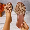 Sandalias Planas Florales Tridimensionales Transfronterizas para Mujer, Piel Suave Antideslizante, Adecuadas para Uso en Exteriores, Vacaciones en la Playa, Zapatos Casuales Slip-on Versátiles