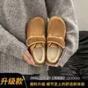 Zapatos de algodón para mujer Birkenstock 2026 estilo nuevo otoño e invierno mocasines de felpa zapatos peludos para uso en exteriores con cierre de velcro y suelas planas de corte profundo