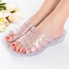 Chinelo Antiderrapante Cristal Princesa Transparente de Salto Médio para Banheiro Feminino, Banho, Uso Doméstico, Sandálias Antiderrapantes de Sola Grossa para Adultos