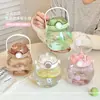 Taza Espacial Portátil de Plástico con Asa para Uso en Exteriores, Adecuada para Estudiantes Hombres y Mujeres, Botella de Agua de Gran Capacidad con Popote, Estilo Trendy Ins