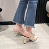 2022 Primavera e Verão Novos Saltos Altos Pontiagudos Sandálias Femininas Stiletto Salto Baotou Traseiro Vazio Boca Rasa Sapatos de Camada Única para Mulheres