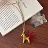 Colgante de Pony de Circonita Plateada de Dibujos Animados con Cadena para Suéter de Longitud Ajustable, Regalo del Día de la Madre para Mamá