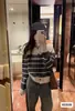 2026 Estilo Quente Retrô Outono Novo Gola Redonda Solto Listrado Preguiçoso Manga Longa Roupa Externa Suéter Tricô Cardigan Top