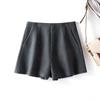 Shorts de Lana Negros para Mujer en Otoño e Invierno Nuevo Estilo para Personas Pequeñas para Usar Look Adelgazante Cintura Alta Línea A Pierna Ancha Pantalones Bota