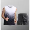 Conjunto Esportivo Masculino Secagem Rápida Seda Gelo Regata Shorts Corrida Verão Treino Fitness Roupa de Bola Comércio Exterior Transfronteiriço Atacado