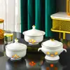 Vajilla de cuenco nido de pájaro, estofado impermeable, ginseng de Liao, cuenco de abulón, plato, Vajilla de arroz, vajilla con calentamiento de vela