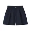 Traje Casual de Tencel para Mujer, Camisa de Manga Corta con Solapa de Verano, Pantalones Cortos de Pierna Ancha de Cintura Alta, Conjunto de Dos Piezas de Ropa de Trabajo Relajado