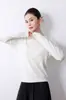 Camisa base versátil de alta gama lista para usar, textura lisa, simple y elegante, cuello redondo, manga larga, básica, para primavera y otoño, casual, para mujer