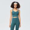 Ropa interior deportiva de canalé fino para mujer, alta elasticidad, espalda cruzada, hermosa, a prueba de golpes, sujetador deportivo push-up para yoga, chaleco de fitness