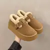 Sapatos Birkenstock de sola grossa para mulheres, com forro de fleece, espessados, para uso externo, estilo 2026, elegantes, modernos, novidades de inverno, antiderrapantes, quentes, sapatos de algodão peludos