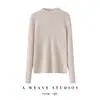 Novo estilo outono e inverno feminino suéter de malha 100% caxemira pura com jacquard vazado de espiga de trigo, gola alta meia, peça base versátil