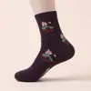 Calcetines de mamá para mujer, de mediana edad y ancianos, con flor de loto, de media pantorrilla, jacquard, puño ancho, para ancianos, calcetines de otoño e invierno, otoño e invierno de la abuela, calcetines Zhuji