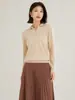 Suéter de Cachemir 35% con Cuello Polo para Mujer, Nuevo Estilo Coreano de Otoño e Invierno, Suéter de Moda de Manga Larga, Tejido de Cachemir Holgado
