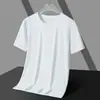 Camisetas Masculinas de Manga Curta Atacado Seda de Gelo Secagem Rápida Verão Gola Redonda Camisa Base Casual Versátil Elegante Cor Sólida Camiseta Roupa Masculina
