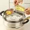 Placa de Acero Inoxidable 304 con Forma de Abanico para Cocinar al Vapor Rejilla para Cocinar al Vapor Recipiente para Cocinar al Vapor Caja Separada para Cocinar al Vapor Combinación con Arrocera Taza para Cocinar al Vapor Caja para Conservar Fresco