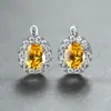 Pendientes Ovalados de Zirconia Retro Europeos y Americanos para Mujer, Pendientes Versátiles de Lujo Ligero Completamente Incrustados de Diamantes y Piedras Preciosas de Colores para Fiestas