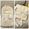 Mochila Color Block de Alto Valor Estético para Meninas, Conjunto de Mochila Dupla Fofo Estilo Coreano e College para Alunos do Ensino Fundamental Anos 3-6