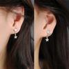 Selección de arte: clip para oreja de estrella y luna de circón azul, simple, asimétrico, falso, fresco, nicho, elegante, clip para oreja de estrella y luna