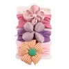 Accesorios Europeos y Americanos para el Cabello de Niños Set de Diadema Suave de Nylon para Bebé Diadema Protectora de Puerta de Flor Linda para Bebé Juego de Tres Piezas