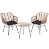 Cadeira de Rattan para Exterior Pátio Varanda Lazer Pousada Mesa e Cadeira de Rattan Conjunto de Três Peças Impermeável Protetor Solar Jardim Móveis de Exterior