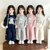 Conjunto de Ropa de Gato para Niños de Amazon Estilo Primavera y Otoño Sudadera con Lazo y Pantalones de Pierna Ancha Conjunto de Dos Piezas Ropa Infantil de Comercio Exterior