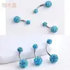 Directo de fábrica multicolor pedrería alta calidad estrella Shambhala bola piercing ombligo joya anillo ombligo 5+8