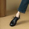 2026 Nuevo Estilo Zapatos de Cuero Hechos a Mano de Piel de Vaca Estilo Británico Puntera Redonda para Mujer con Cordones, Primavera y Otoño Piel Genuina Tacón Grueso Zapatos de Salón