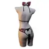 Conjunto de Uniforme Cosplay de Gatinha Sexy de Empregada Body Pajama Estampa de Leopardo Transparente Desejo Puro Qqny
